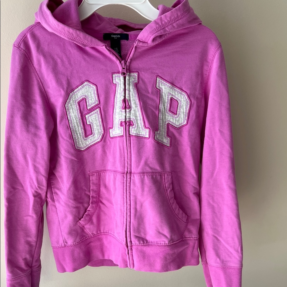 GAP Bright Pink Full-Zip Hoodie with White Logo size XL